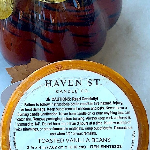 HAVEN STREET CANDLE TOASTED VANILLA BEANS PILLAR 3 BY 4 - Picture 3 of 4
